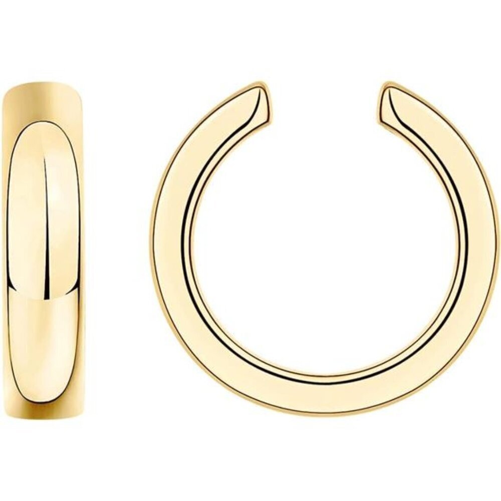 Elegant Round Huggie Ear Cuff | 925 Sterling Silver 14K Gold